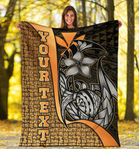 Polynesian Hawaii Custom Personalised Premium Blanket Gold - Turtle with Hook - Polynesian Pride