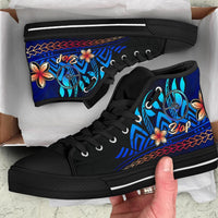 Yap High Top Shoes Blue - Vintage Tribal Mountain - Polynesian Pride