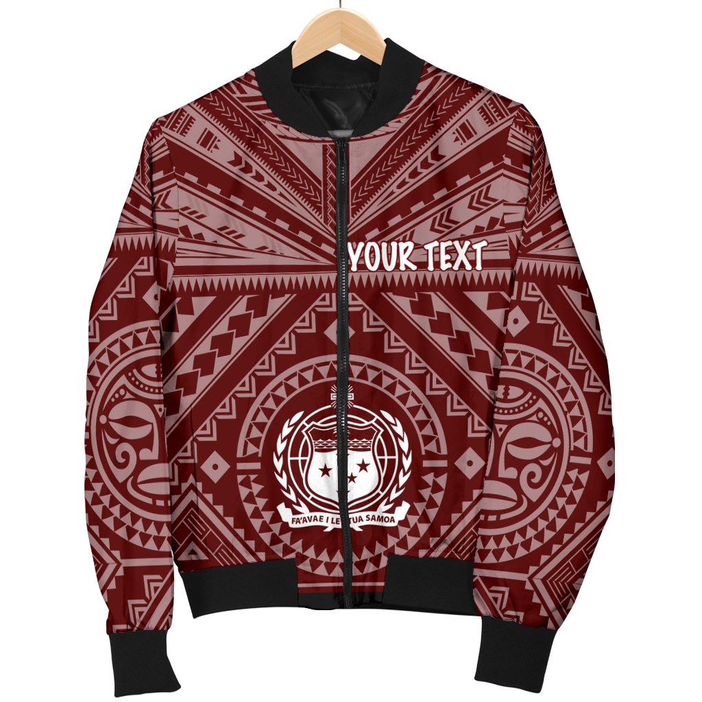 Samoa Personalised Men's Bomber Jacket - Samoa Seal In Polynesian Tattoo Style (Red) - Polynesian Pride