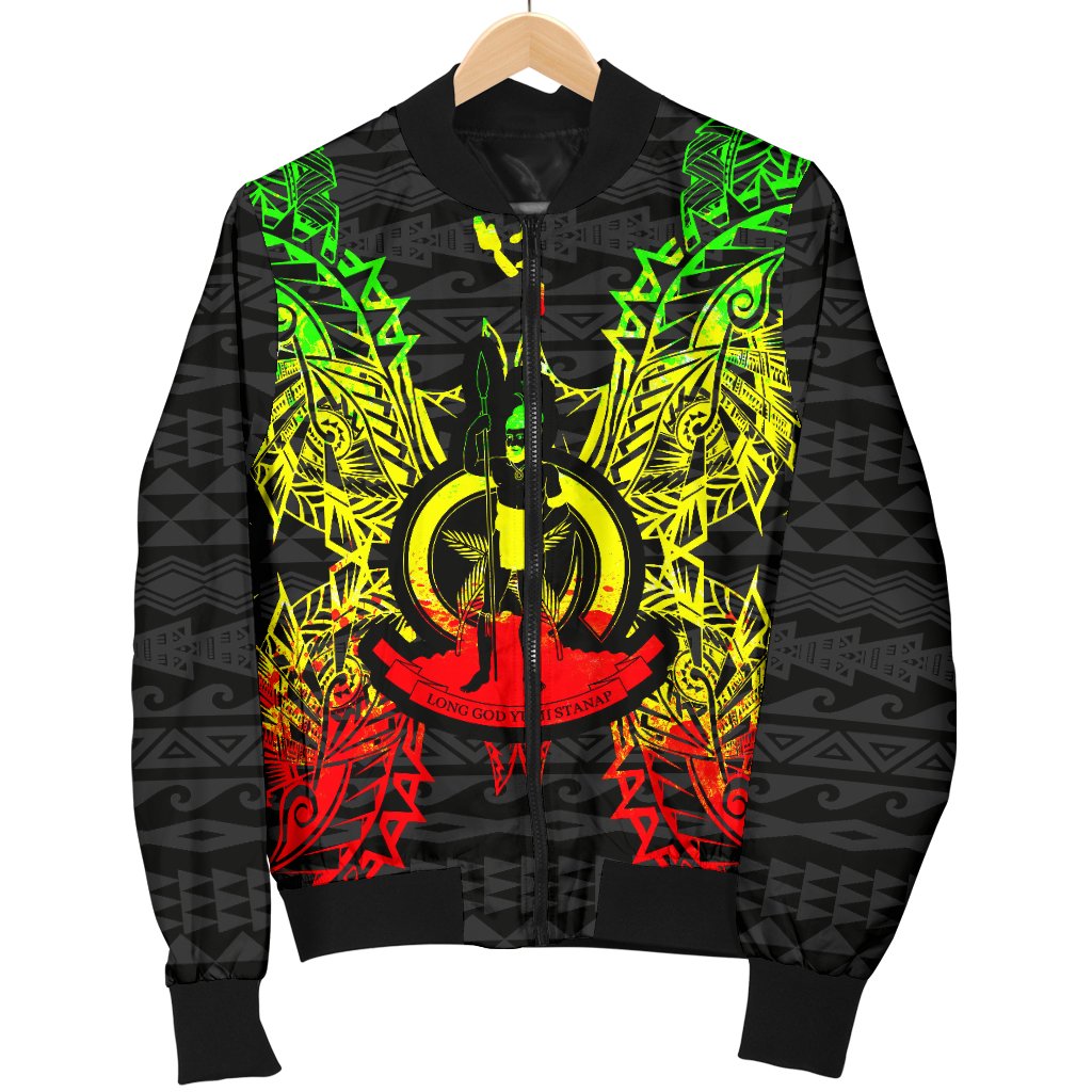 Vanuatu Polynesian Men's Bomber Jacket Map Reggae - Polynesian Pride