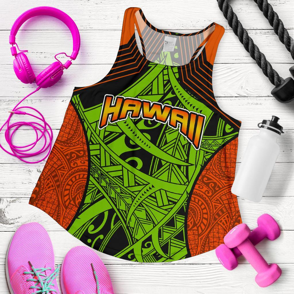 Polynesian Hawaii Women's Racerback Tank - Tribal Wave Green - Polynesian Pride