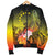 Cook Islands Men's Bomber Jacket - Humpback Whale with Tropical Flowers (Yellow) - Polynesian Pride