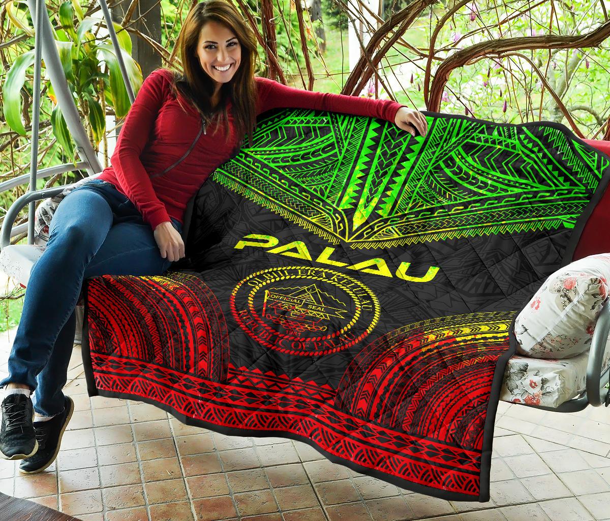 Palau Premium Quilt - Palau Seal Polynesian Chief Reggae Version - Polynesian Pride