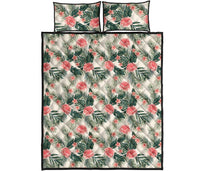 Hawaii Quilt Bed Set Hibiscus Plumeria Tropical Red AH - Polynesian Pride