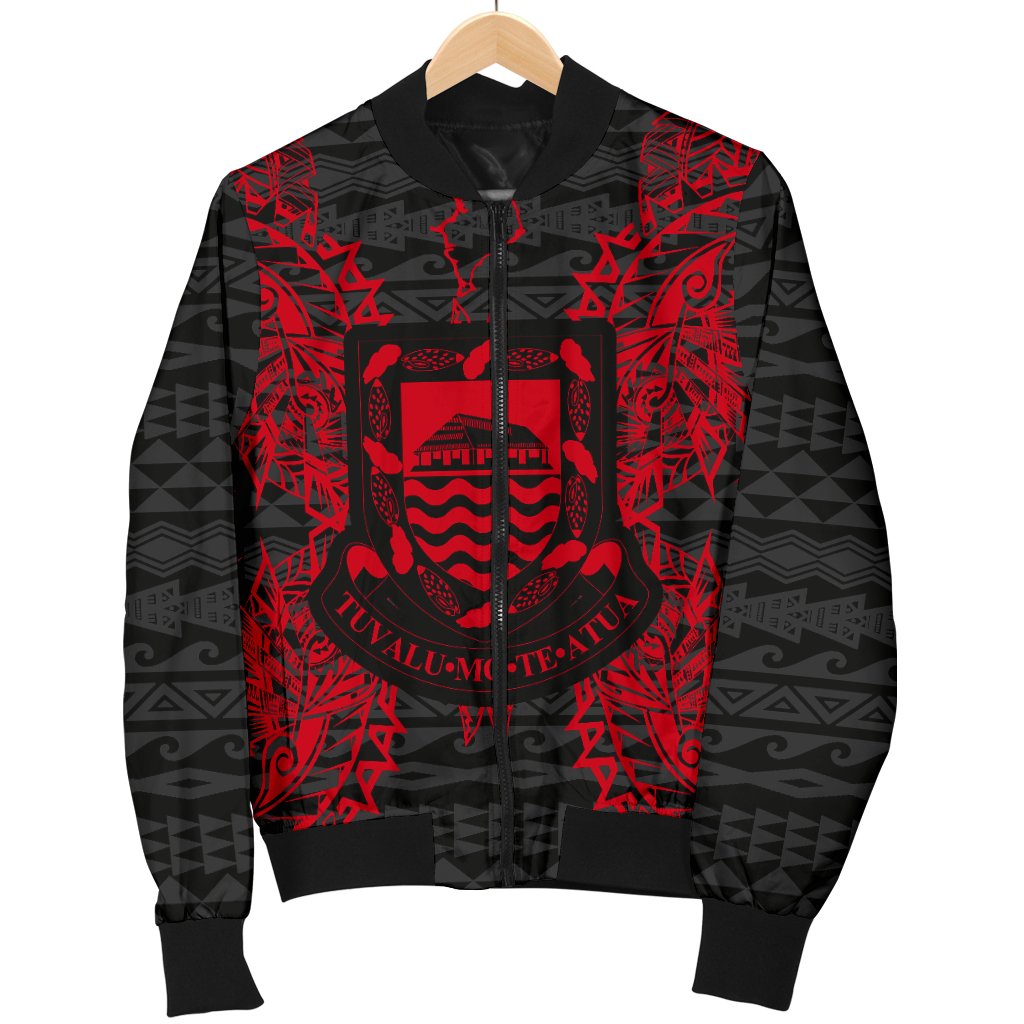 Tuvalu Polynesian Men's Bomber Jacket Map Red - Polynesian Pride