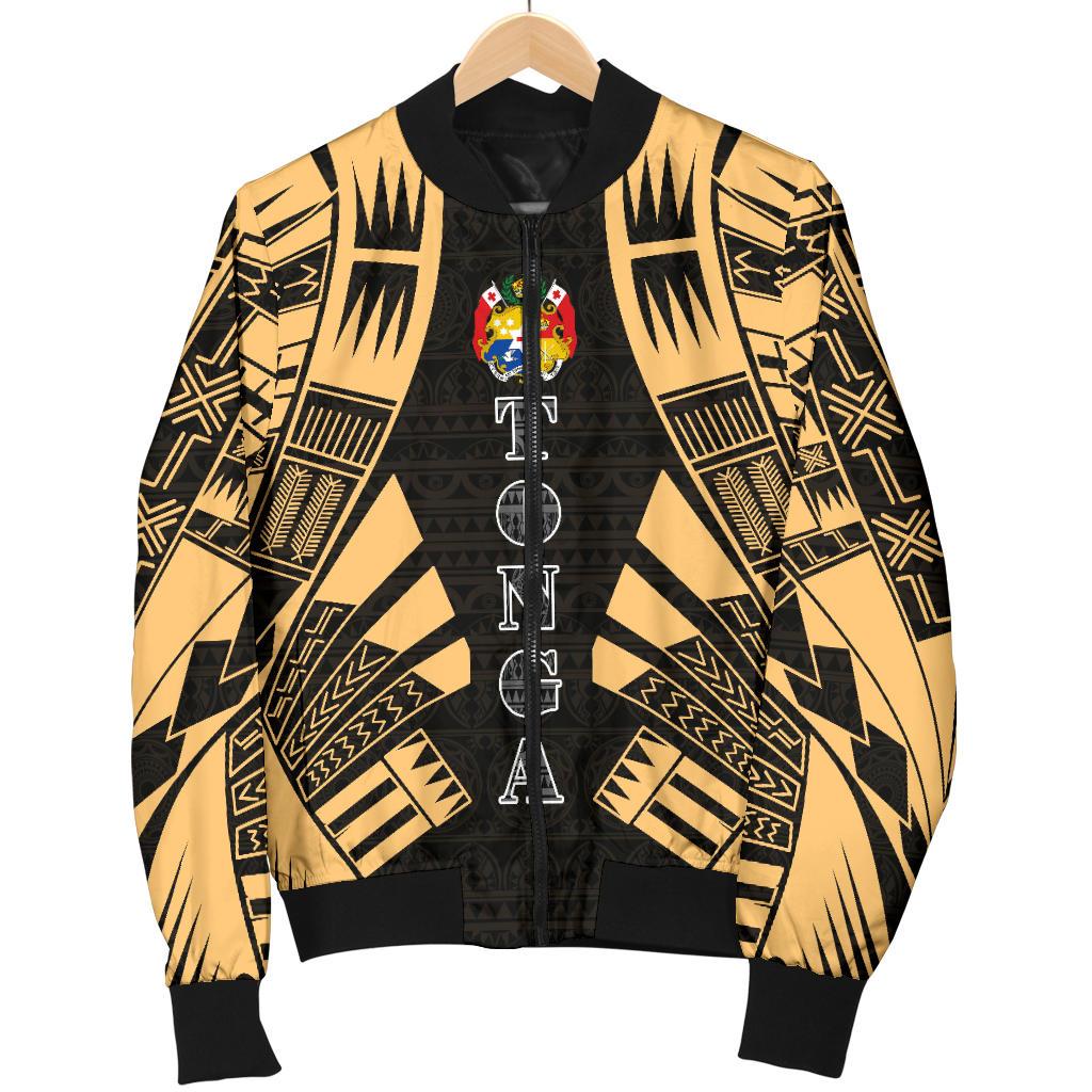 Tonga Men Bomber Jackets - Polynesian Tattoo Gold - Polynesian Pride