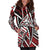 American Women's Hoodie Dress - Tribal Flower Special Pattern Red Color - Polynesian Pride