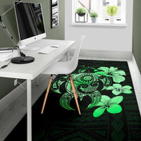 Hibiscus Plumeria Mix Polynesian Turtle Area Rug AH - Polynesian Pride