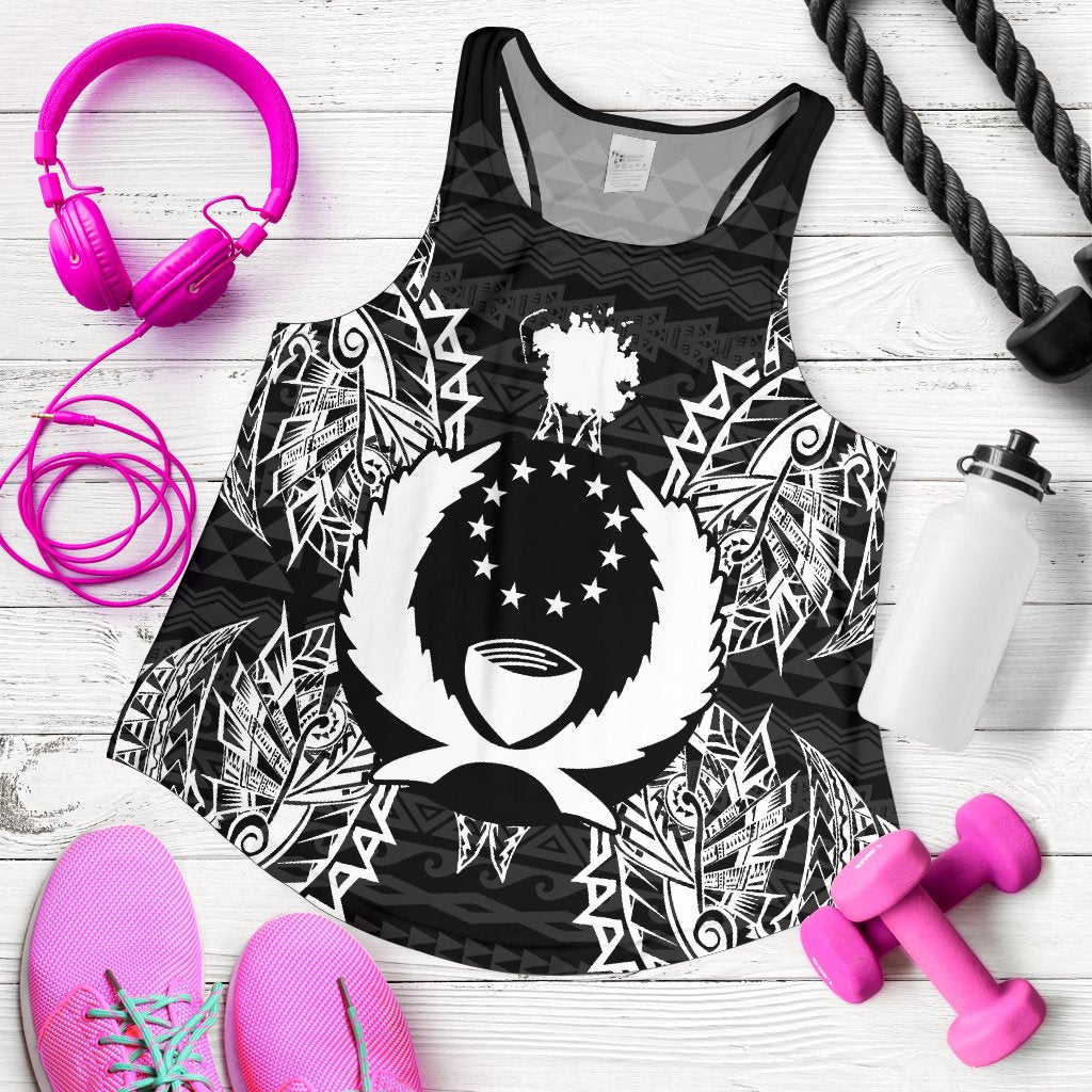 Pohnpei Polynesian Women Tank Top Map Black - Polynesian Pride