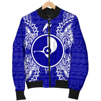 Yap Polynesian Men's Bomber Jacket Map Blue - Polynesian Pride