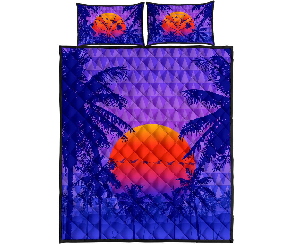 Hawaii Summer Sunset Kanaka Kakau Quilt Bed Set Art - Polynesian Pride