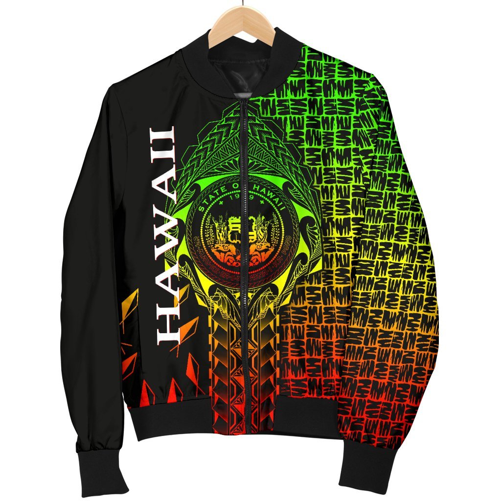 Hawaii Men's Bomber Jacket - Hawaii Seal Rocket Style (Reggae) - Polynesian Pride