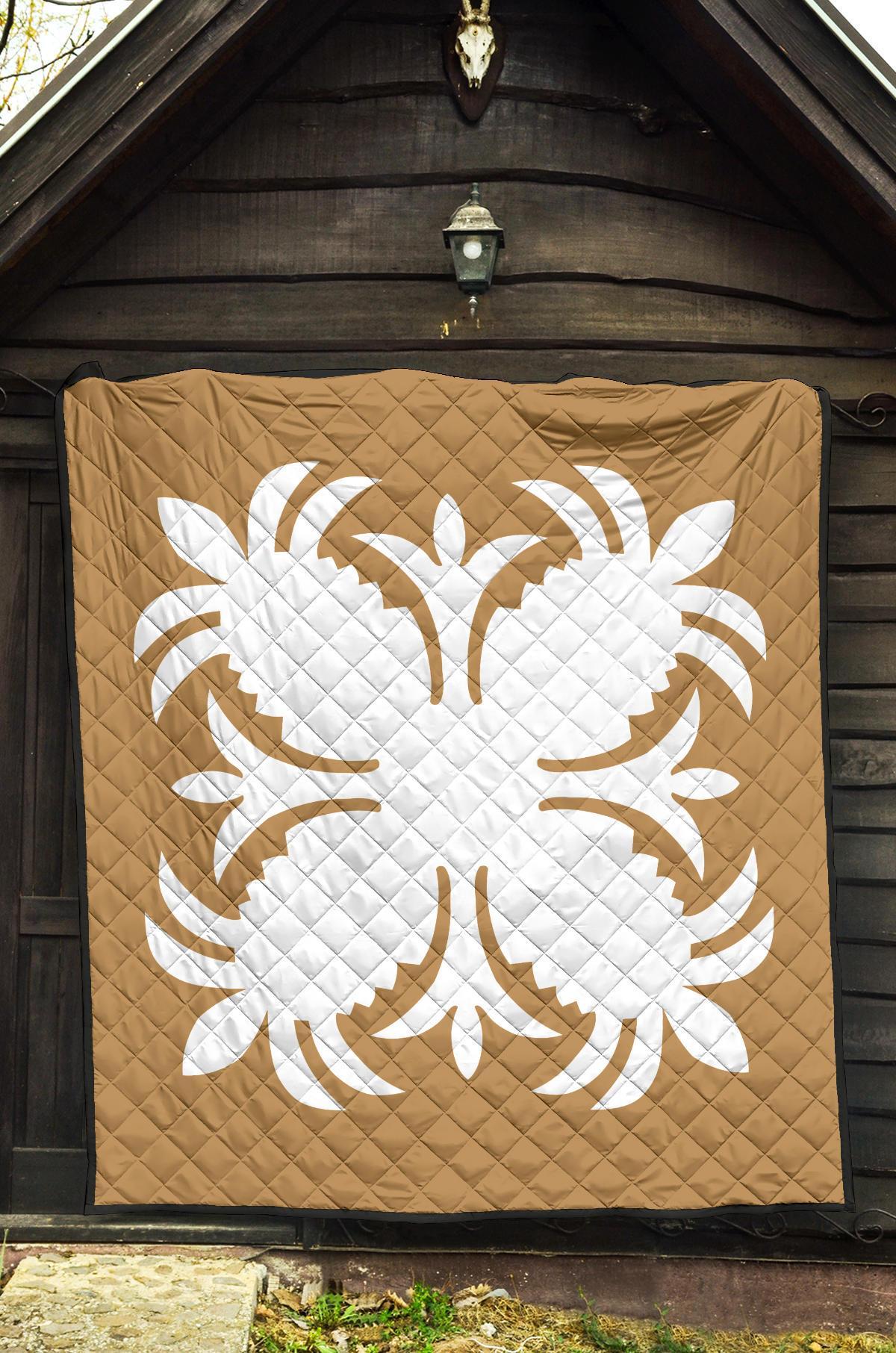 Hawaiian Premium Quilt Royal Pattern - Gold - A2 Style - Polynesian Pride