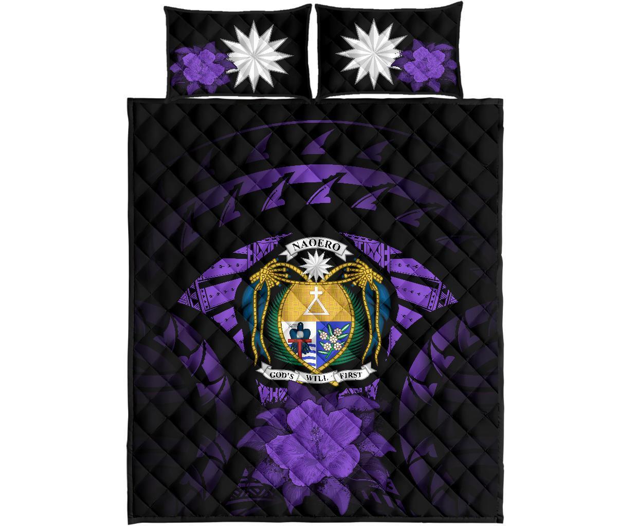 Nauru Polynesian Quilt Bed Set Hibiscus Purple - Polynesian Pride