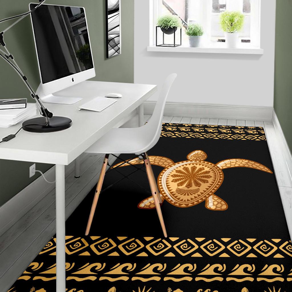 Golden Polynesian Turtle Area Rug - Polynesian Pride