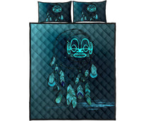 Marquesas Islands Polynesian Quilt Bed Set Dreamcatcher Blue - Polynesian Pride