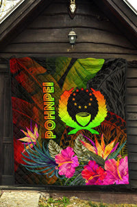 Pohnpei Polynesian Premium Quilt - Hibiscus and Banana Leaves - Polynesian Pride
