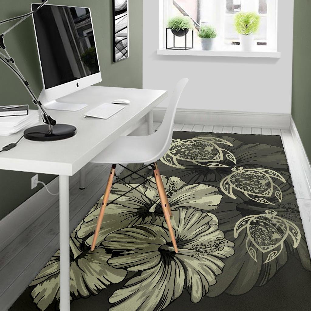 Hawaiian Map Hibiscus Flowers Vintage Polynesian Rug AH - Polynesian Pride