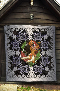 Hawaii Polynesian Premium Quilt - Hawaiian Dancing Girl Silver - Polynesian Pride