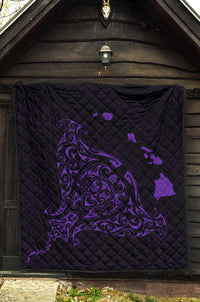 Rays Hawaii Map Polynesian Premium Quilt - Purple - Polynesian Pride