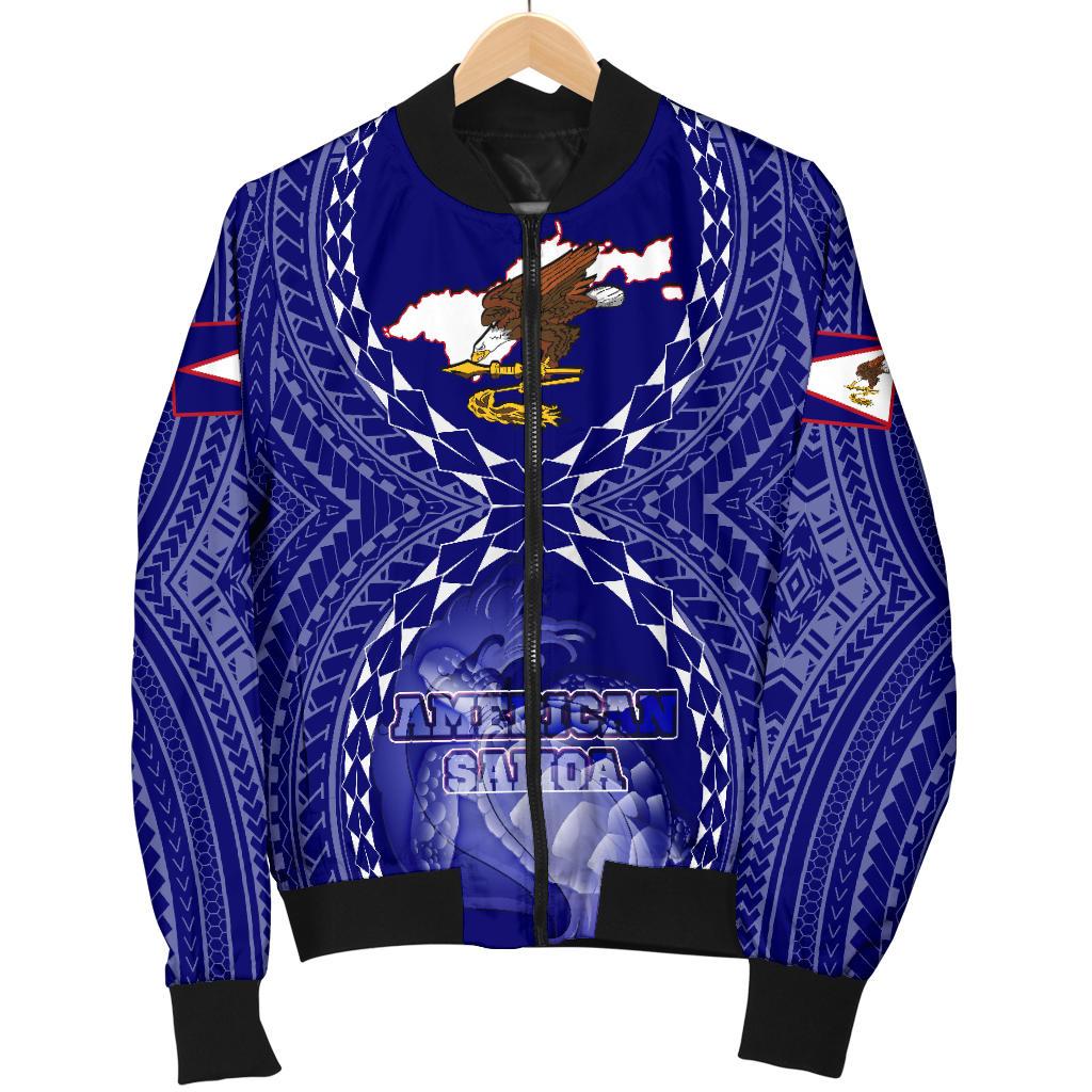 American Samoa Polynesian Men's Bomber Jacket - American Samoa Flag with Polynesian Tattoo - Polynesian Pride