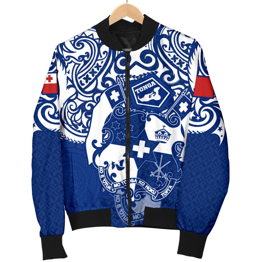 Tonga Polynesian Bomber Jacket (Men) - Tongan Pride (Bright Blue) - Polynesian Pride