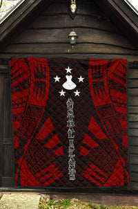 Austral Islands Premium Quilt - Austral Islands Flag Polynesian Red Tattoo (Dark Red) - Polynesian Pride