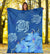 Hawaii Blue Hibiscus Turtle Polynesian Premium Blanket - Polynesian Pride