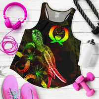 Pohnpei Polynesian Women Tank Top - Turtle With Blooming Hibiscus Reggae Reggae - Polynesian Pride