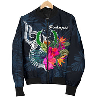 Pohnpei Micronesia Men's Bomber Jacket - Tropical Flower - Polynesian Pride