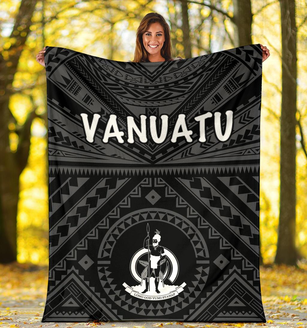 Vanuatu Premium Blanket - Vanuatu Seal With Polynesian Tattoo Style - Polynesian Pride