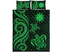 Nauru Quilt Bed Set - Green Tentacle Turtle - Polynesian Pride