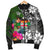 Fiji Men Bomber Jacket - Turtle Plumeria Banana Leaf Crest - Polynesian Pride