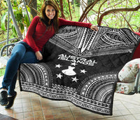 Austral Islands Premium Quilt - Austral Islands Flag Polynesian Chief Black Version - Polynesian Pride