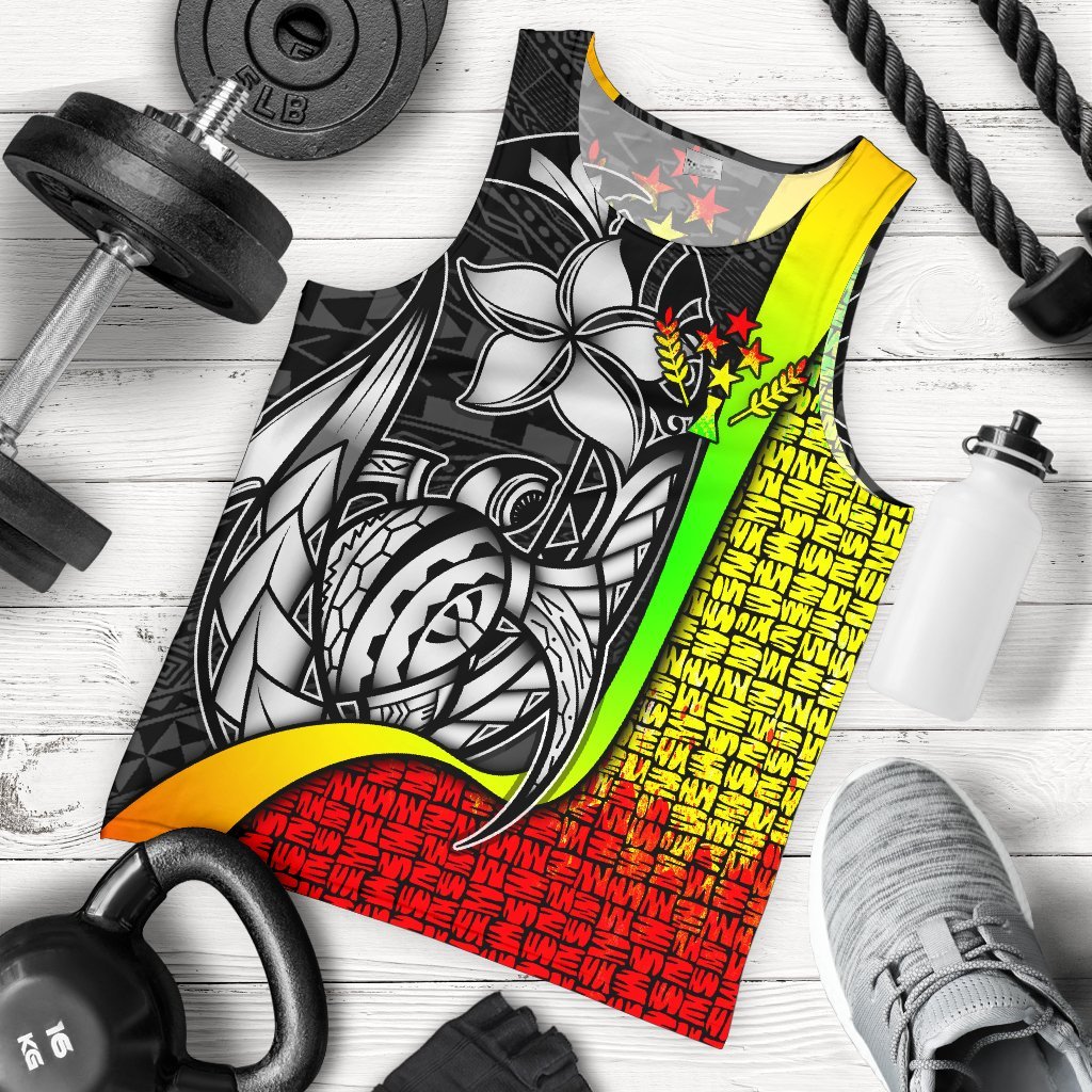 Kosrae Micronesia Men's Tank Top Reggae - Turtle With Hook - Polynesian Pride