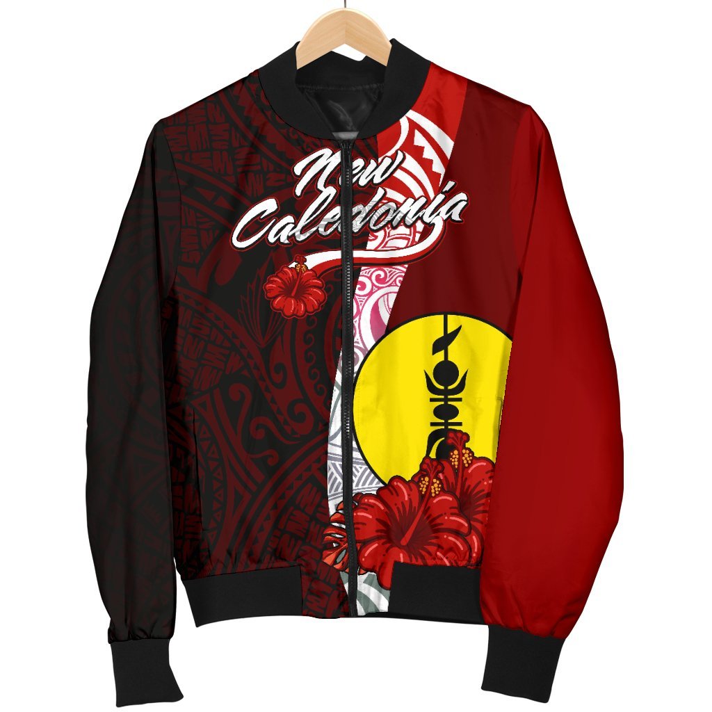 New Caledonia Polynesian Men's Bomber Jacket - Coat Of Arm With Hibiscus - Polynesian Pride