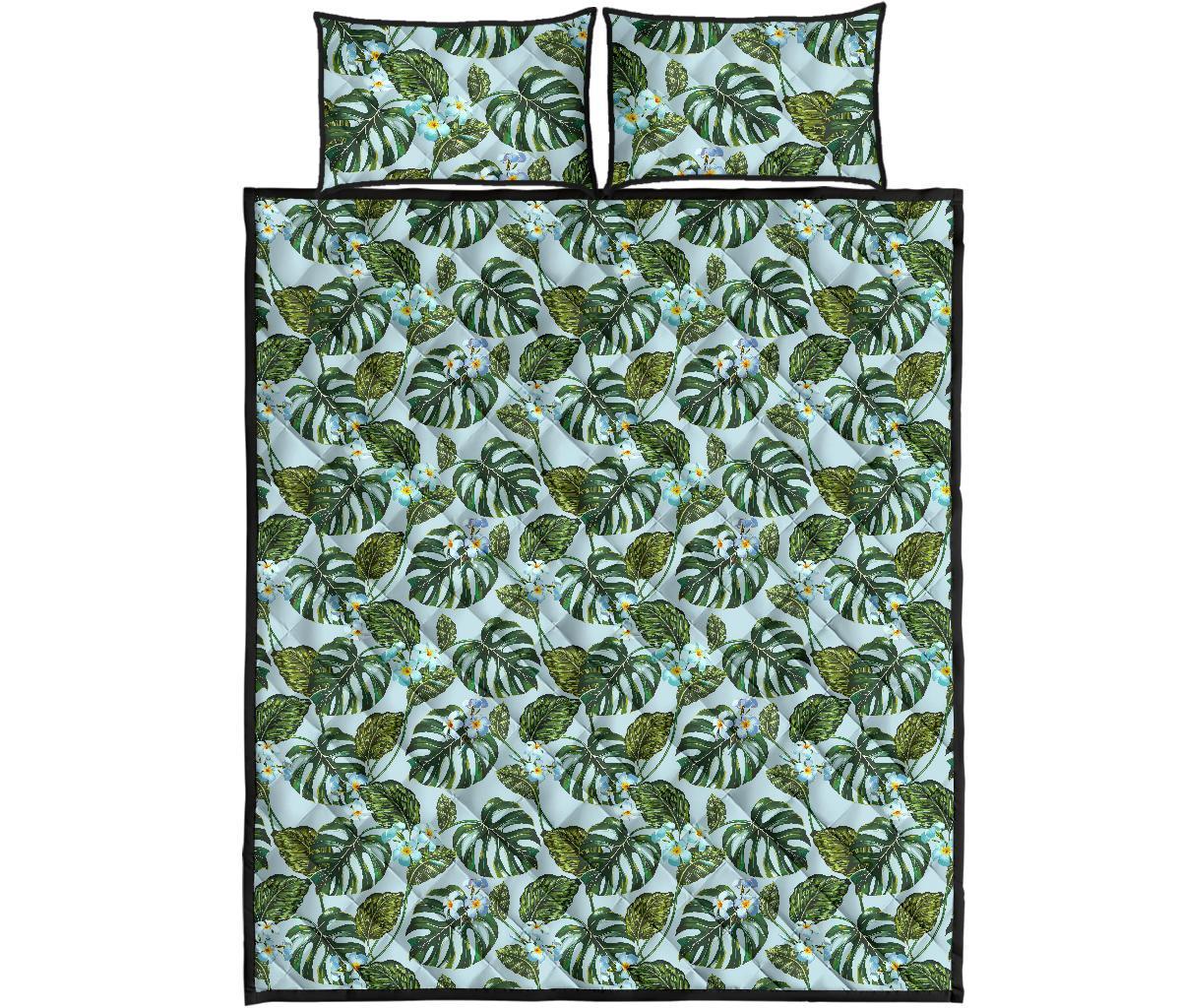 Hawaii Quilt Bed Set Tropical Flowers Monstera Leaf AH - Polynesian Pride