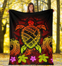 Hawaii Turtle Polynesian Red Premium Blanket - Kuly Style - Polynesian Pride