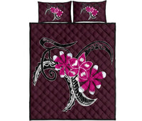 Plumeria Polynesia Pink Quilt Bed Set Art - Polynesian Pride