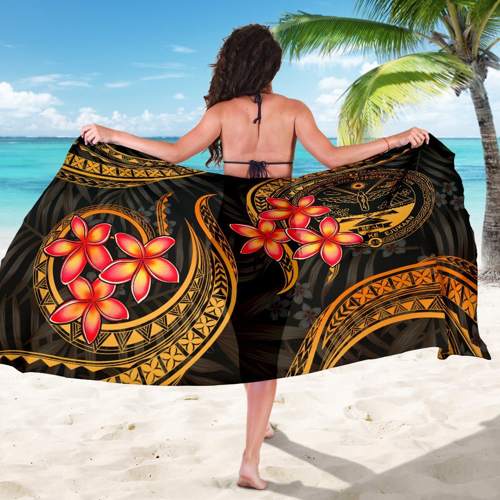 Marshall Islands Sarong - Gold Plumeria Coat of Arm - Polynesian Pride