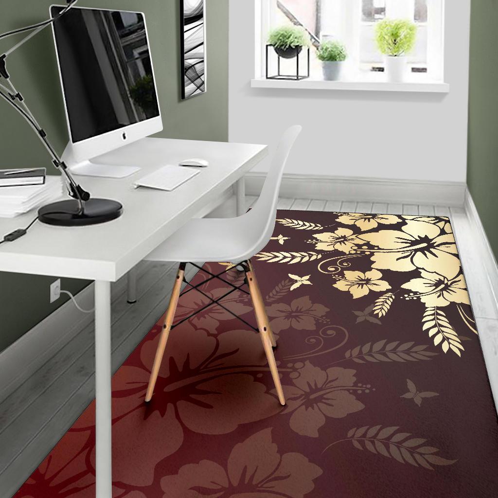 Hibiscus Golden Royal Area Rug AH - Polynesian Pride