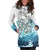 Maori Manaia The Blue Sea Women'S Hoodie Dress, White - Polynesian Pride