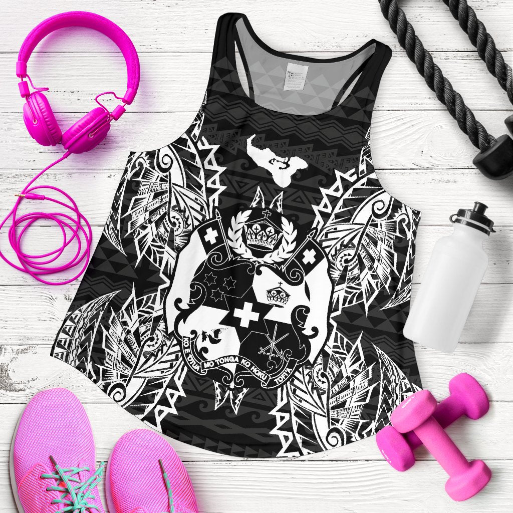 Tonga Polynesian Women Tank Top Map Black - Polynesian Pride