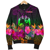 Tonga Polynesian Men's Bomber Jacket - Summer Hibiscus - Polynesian Pride