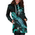 Tuvalu Polynesian Hoodie Dress - Turtle With Blooming Hibiscus Turquoise - Polynesian Pride