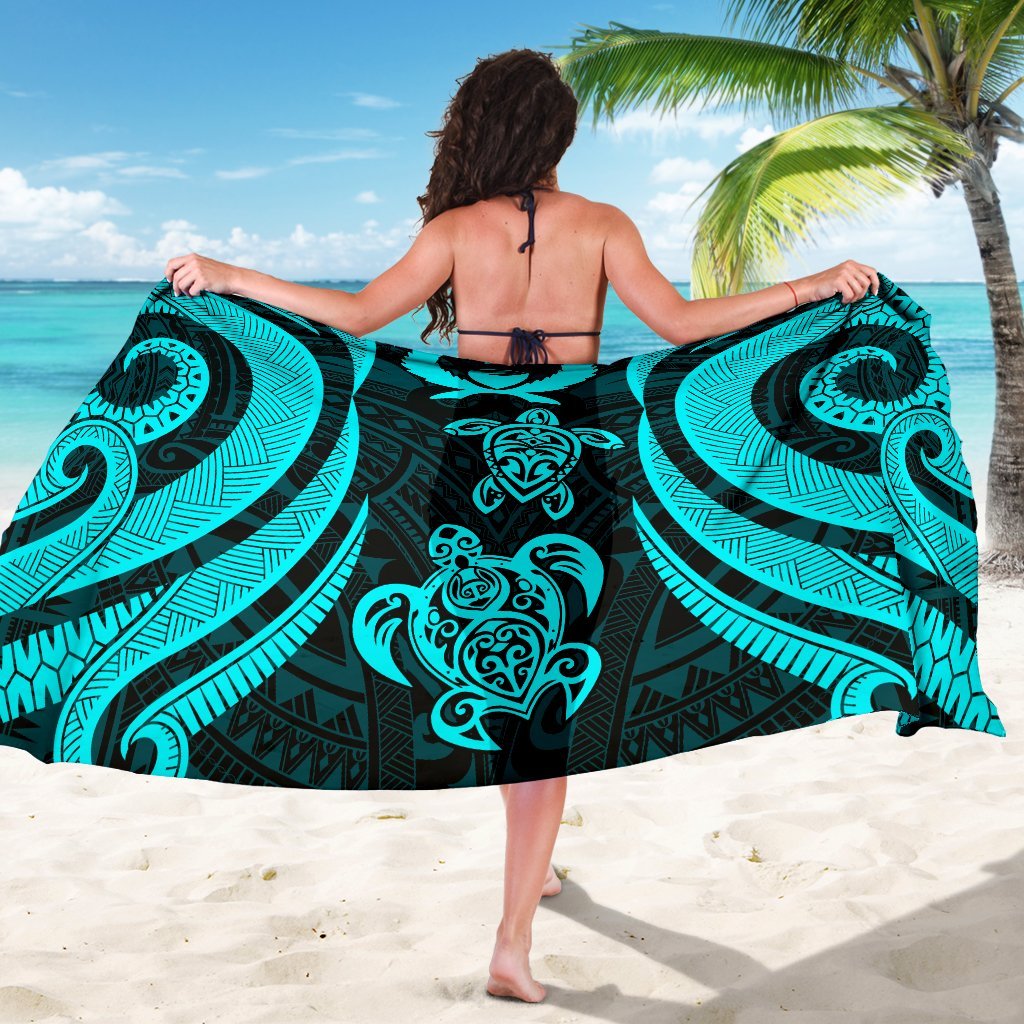 Pohnpei Micronesia Sarong - Tentacle Turtle Turquoise - Polynesian Pride