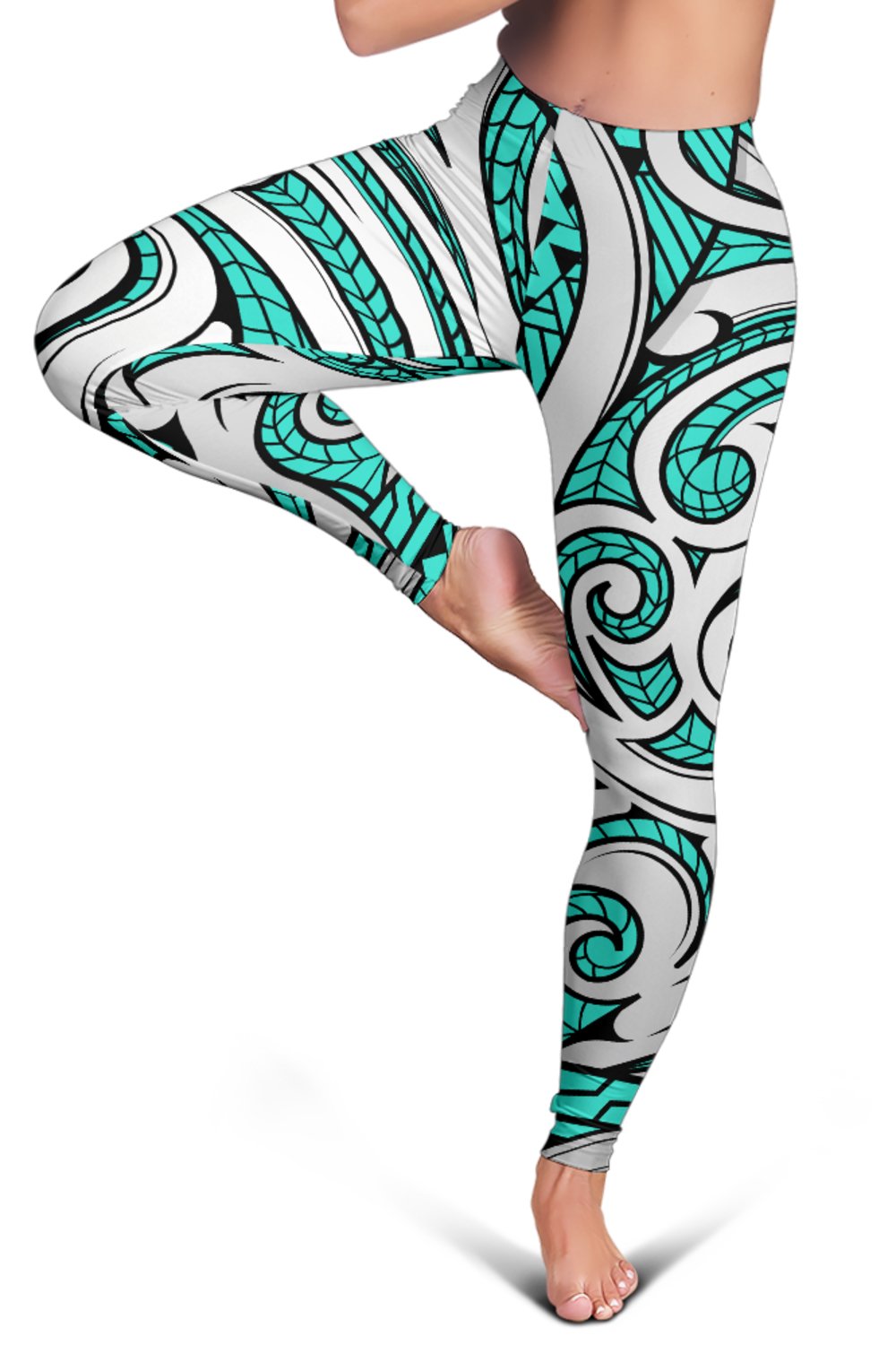 Polynesian Maori Ethnic Ornament Turquoise Hawaii Women's Leggings AH - Polynesian Pride