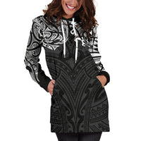 New Zealand Women'S Hoodie Dress, Maori Polynesian Tattoo White - Polynesian Pride