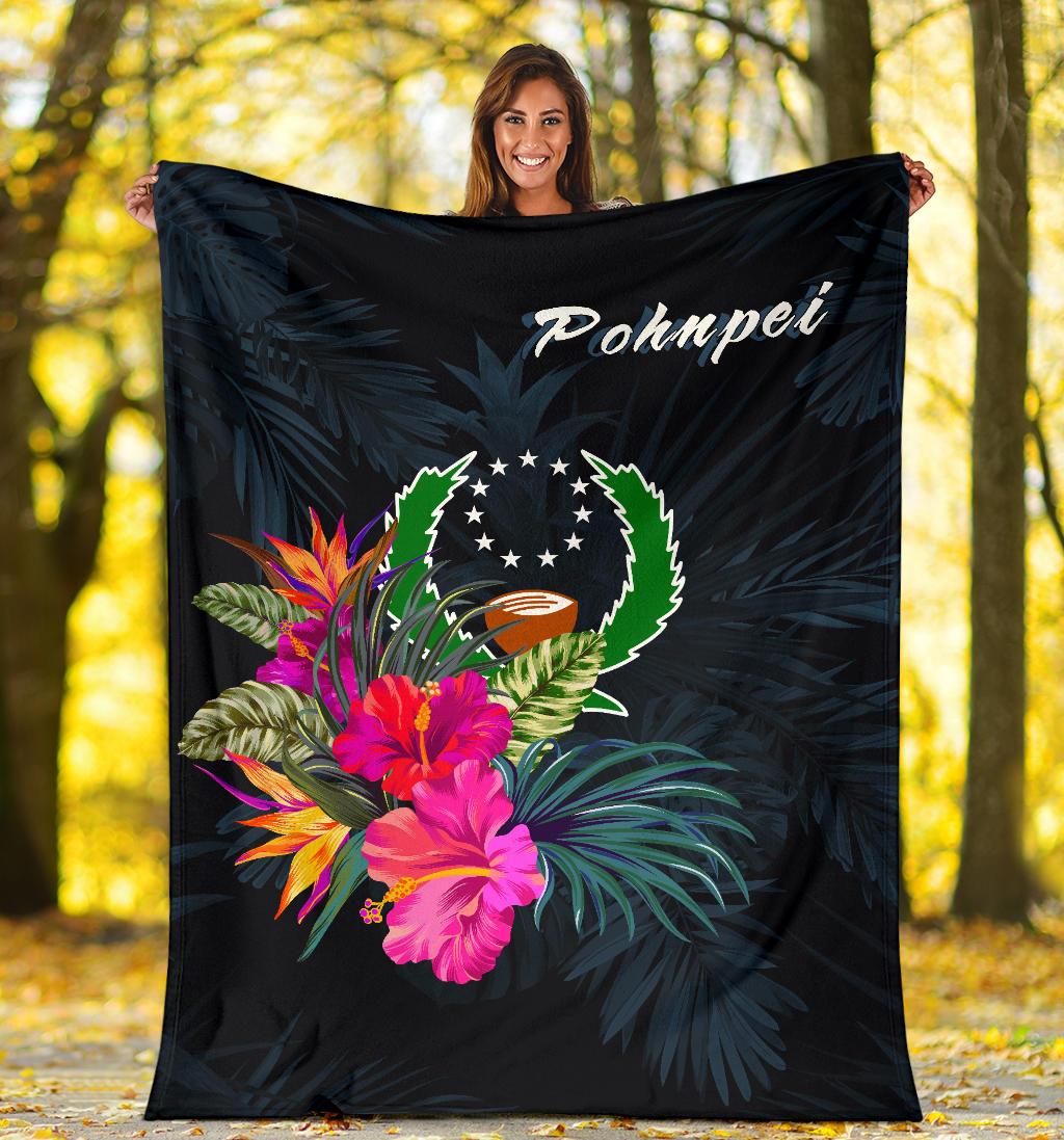 Pohnpei Micronesia Premium Blanket - Tropical Flower - Polynesian Pride