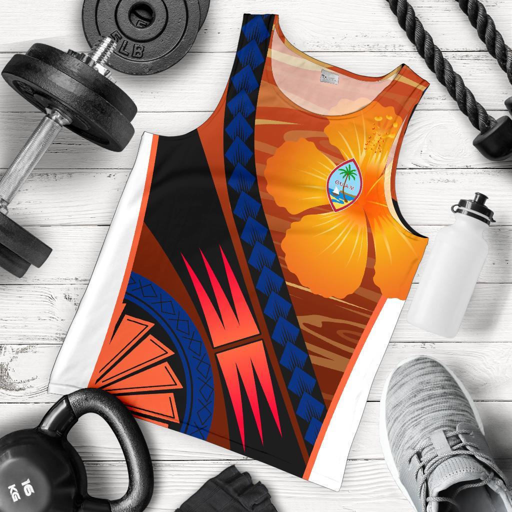Guam Polynesian Men Tank Top - Sport Style Orange - Polynesian Pride